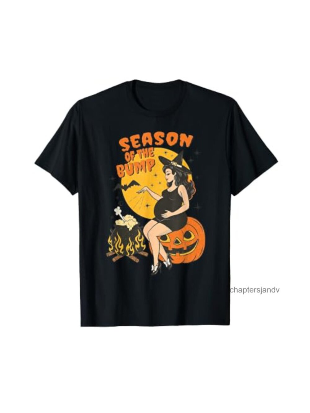 Halloween Pregnant Witch Graphic T-Shirt Pregnancy Announcement Fall Tee